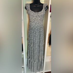 Black and White Off Shoulder Maxi Sundress